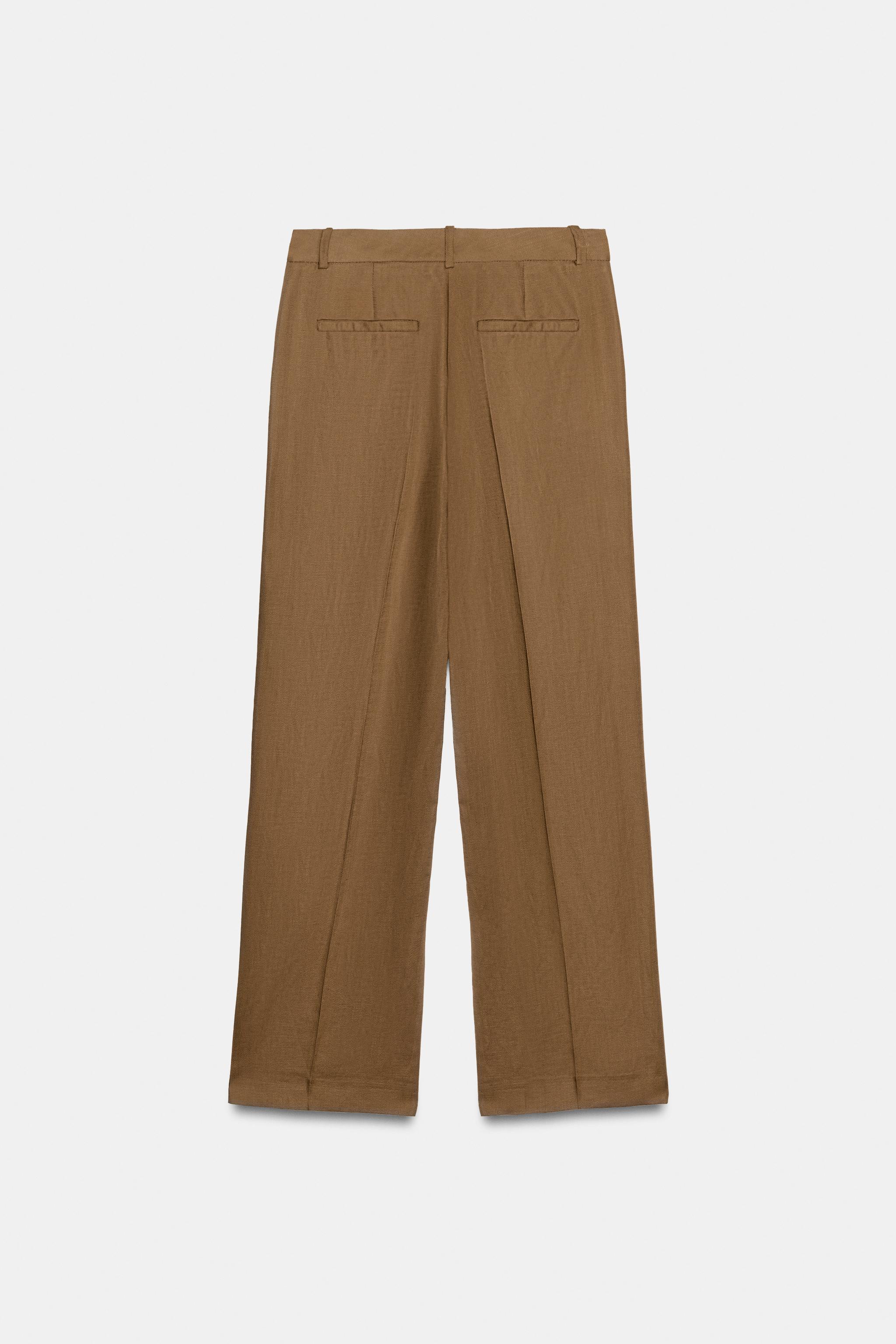 LINEN BLEND STRAIGHT LEG PANTS